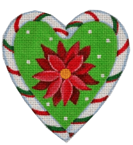 Candy Cane Heart, Poinsettia Painted Canvas Pepperberry Designs  - 1