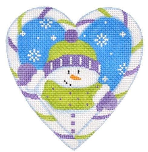 Candy Cane Heart, Snowman Painted Canvas Pepperberry Designs  - 1