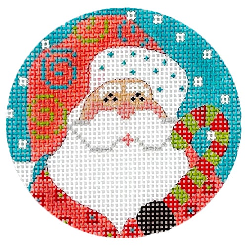 Candy Cane Santa on 13 mesh Painted Canvas Danji Designs  - 1