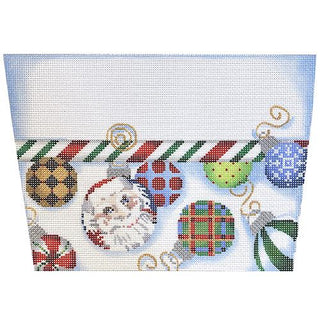 Candy Cane & Santa Ornaments Stocking Cuff Painted Canvas Associated Talents 
