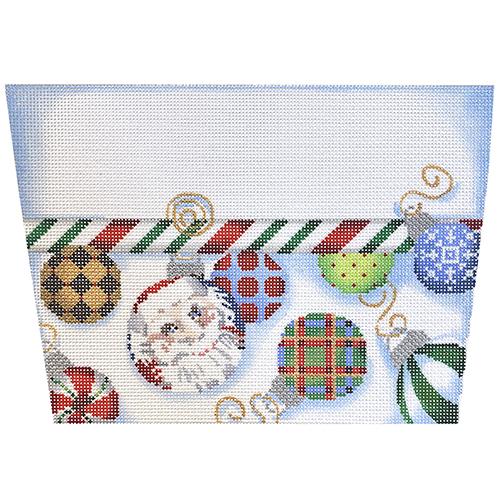 Candy Cane & Santa Ornaments Stocking Cuff Painted Canvas Associated Talents 
