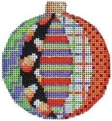 Candy Corn Patch Ball Ornament Painted Canvas Associated Talents  - 1