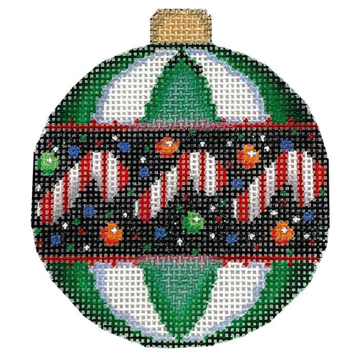 Candy Row / Green Stripes Ball Ornament Painted Canvas Associated Talents 