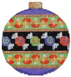 Candy Stripe Ball Ornament Painted Canvas Associated Talents  - 1