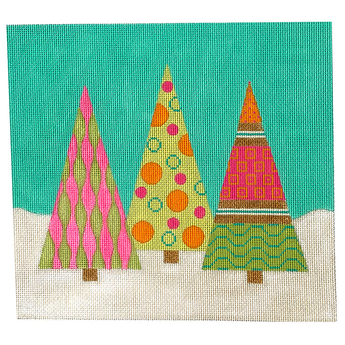 Candyland Christmas Tree Trio Painted Canvas Eye Candy Needleart 