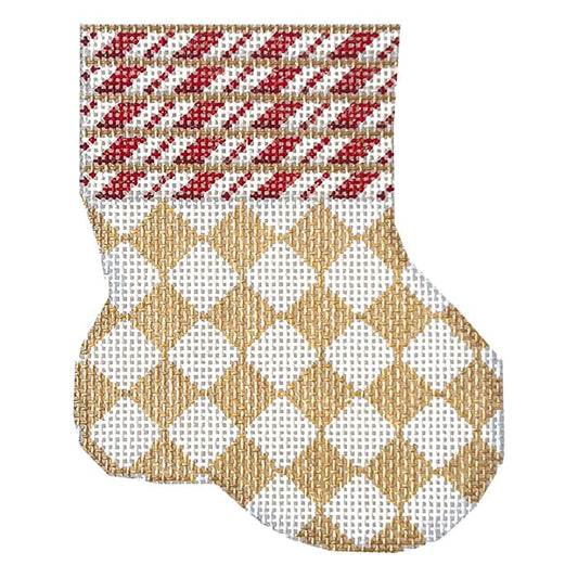 Cane Harlequin Mini Sock Painted Canvas Associated Talents 