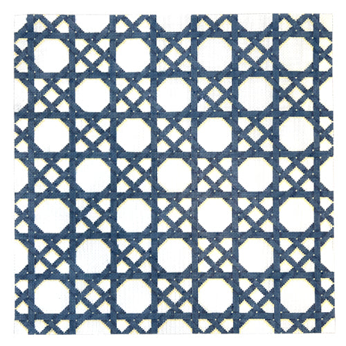 Caning Pattern Square in Blue Painted Canvas Associated Talents 