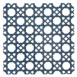 Caning Pattern Square in Blue Painted Canvas Associated Talents 
