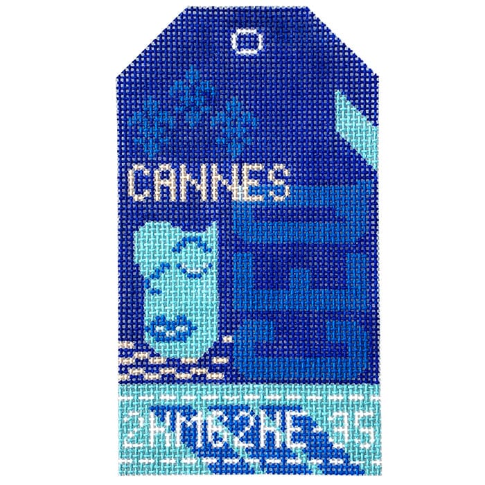 Cannes CEQ Travel Tag Painted Canvas Hedgehog Needlepoint 