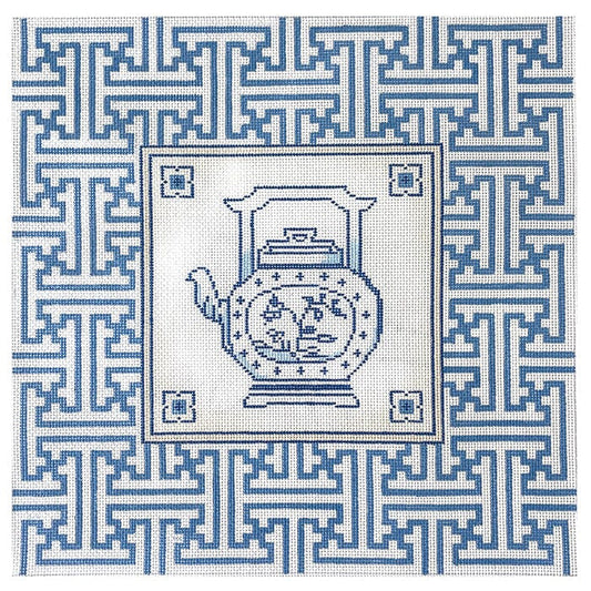 Canton Teapot Fretwork Border Painted Canvas Associated Talents 