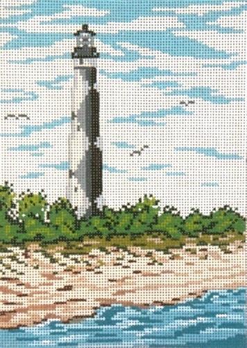 Cape Lookout Lighthouse (NC) on 18 Painted Canvas Needle Crossings 