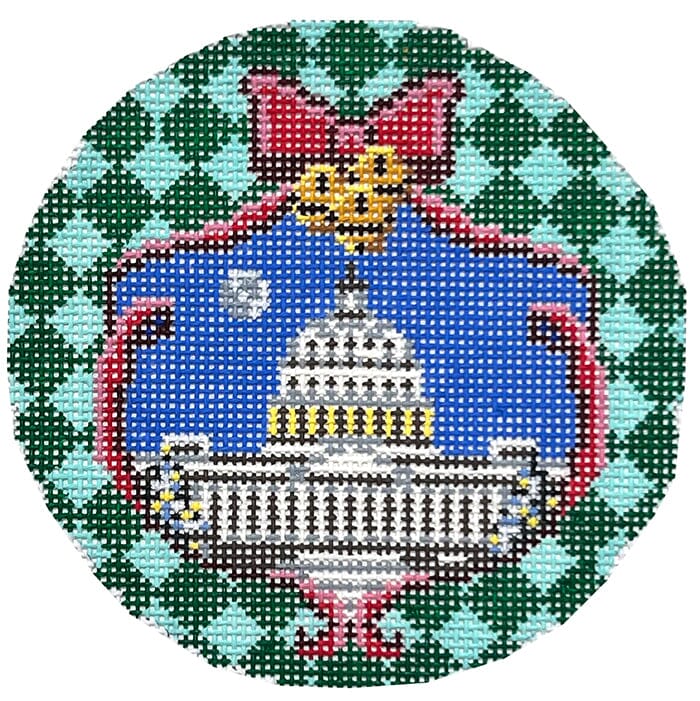 Capitol Ornament Painted Canvas Susan Battle Needlepoint  - 1