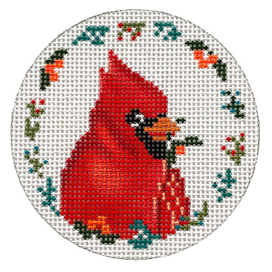 Cardinal and Flowers Painted Canvas Alice Peterson Company 