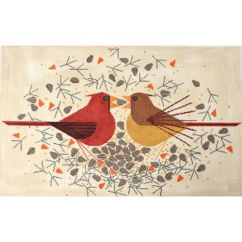 Cardinal Courtship Painted Canvas Charley Harper 