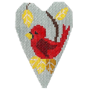Cardinal Heart Painted Canvas NeedleDeeva 
