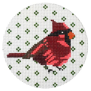 Cardinal Ornament on 13 Mesh Painted Canvas Blue Ridge Stitchery 
