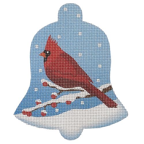 Cardinal Snow Bell   Male Painted Canvas Pepperberry Designs 
