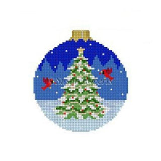 Cardinal Tree Round on 18 Painted Canvas Susan Roberts Needlepoint Designs Inc. 
