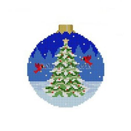 Cardinal Tree Round on 18 Painted Canvas Susan Roberts Needlepoint Designs Inc. 
