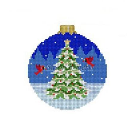 Cardinal Tree Round on 18 Painted Canvas Susan Roberts Needlepoint Designs Inc. 