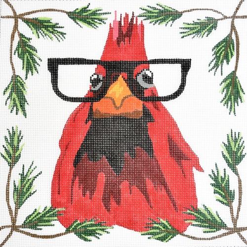 Cardinal with Glasses Painted Canvas Danji Designs  - 1