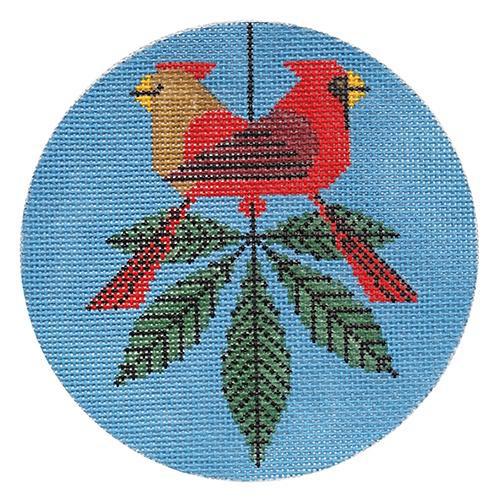 Cardinals Consorting Ornament Painted Canvas Charley Harper 