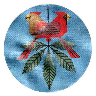 Cardinals Consorting Ornament Painted Canvas Charley Harper 
