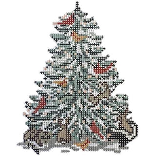 Cardinals & Critters Tree on 18 Painted Canvas Needle Crossings 
