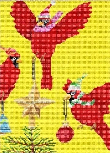 Cardinals Decorating Tree Painted Canvas Scott Church Creative 