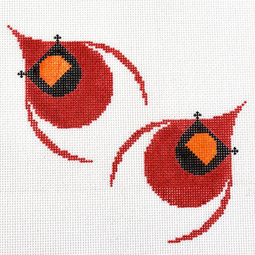 Cardinals in Flight on 13 Painted Canvas Charley Harper 