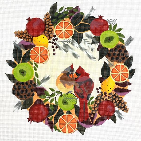 Cardinals in Wreath Painted Canvas Melissa Prince Designs  - 1