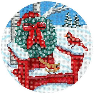 Cardinals on Adirondack Ornament Painted Canvas Alice Peterson 
