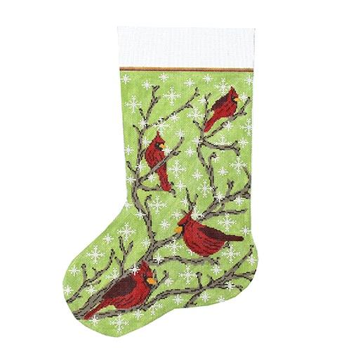 Cardinals Stocking Painted Canvas J. Child Designs 