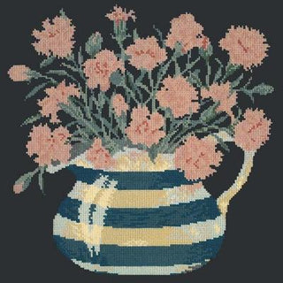 Carnation Jug Needlepoint Kit Kits Elizabeth Bradley Design Black 
