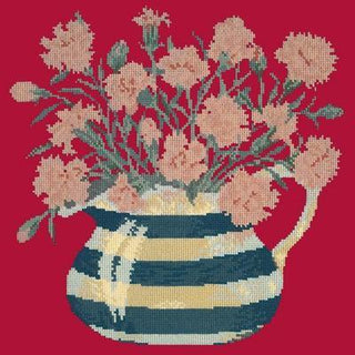 Carnation Jug Needlepoint Kit Kits Elizabeth Bradley Design Bright Red 
