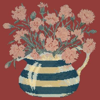 Carnation Jug Needlepoint Kit Kits Elizabeth Bradley Design Dark Red 
