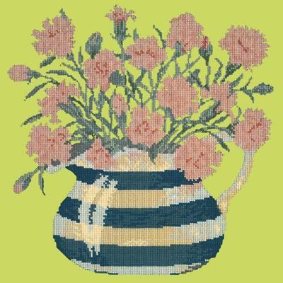 Carnation Jug Needlepoint Kit Kits Elizabeth Bradley Design Pale Lime 
