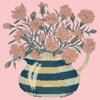 Carnation Jug Needlepoint Kit Kits Elizabeth Bradley Design Pale Rose 
