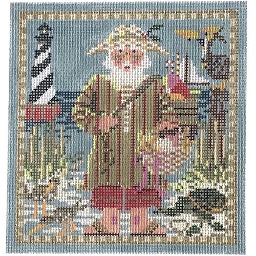 Carolina Coastal Santa Painted Canvas The Colonial Needle Company  - 1