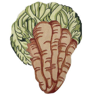 Carrots Bunch Pillow Painted Canvas Silver Needle 
