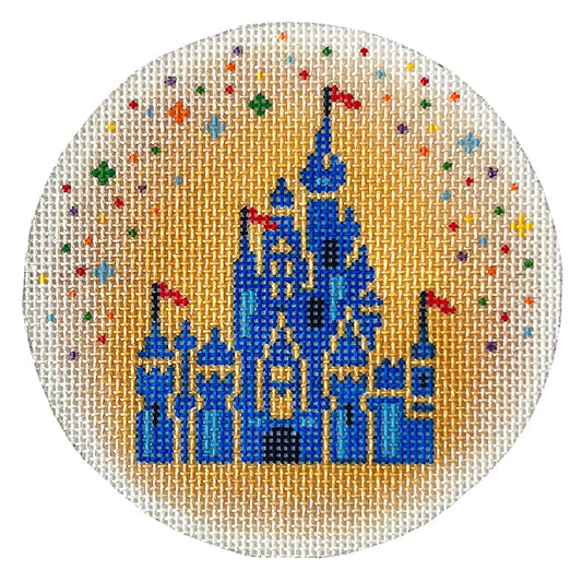 Castle Round on Gold Painted Canvas Lauren Bloch Designs 