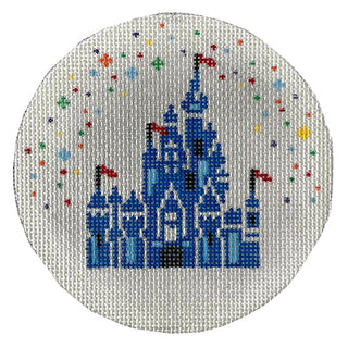 Castle Round on Silver Painted Canvas Lauren Bloch Designs 
