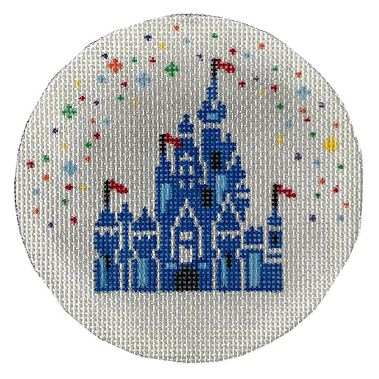 Castle Round on Silver Painted Canvas Lauren Bloch Designs 