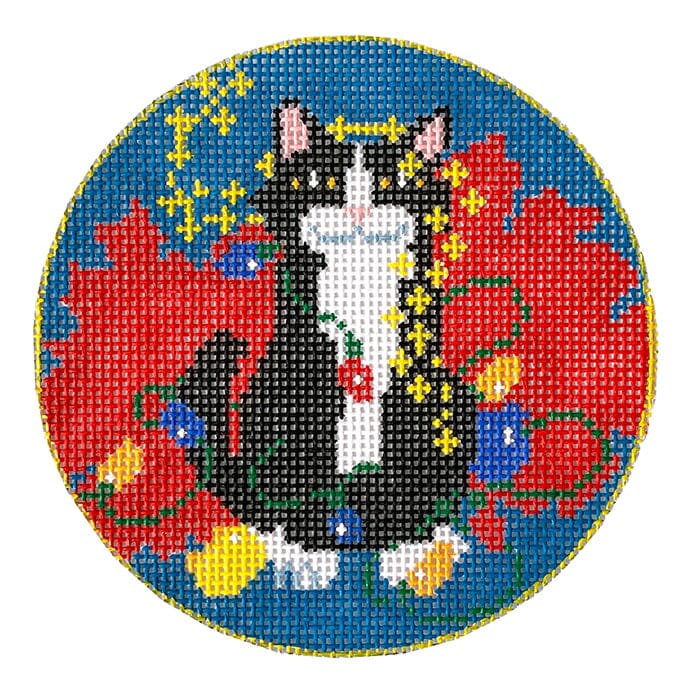 Cat all Wrapped Up Orn Painted Canvas CBK Needlepoint Collections  - 1