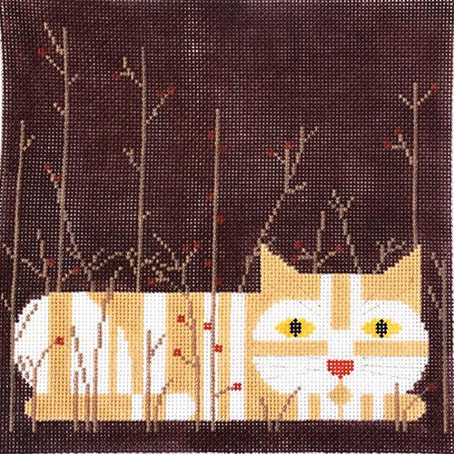 Cat / Autumn Eyeglass Case Painted Canvas Charley Harper  - 1