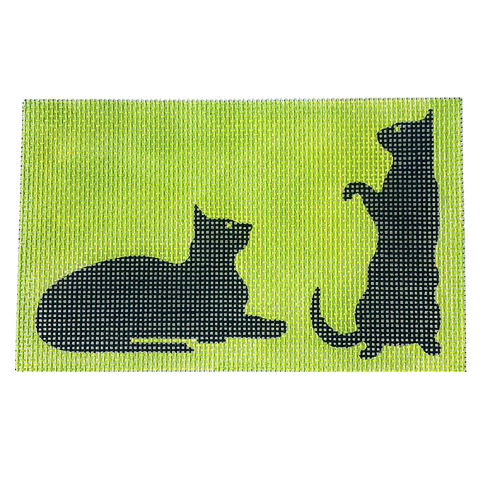 Cat Duo for Lee Bags Painted Canvas Eye Candy Needleart  - 1