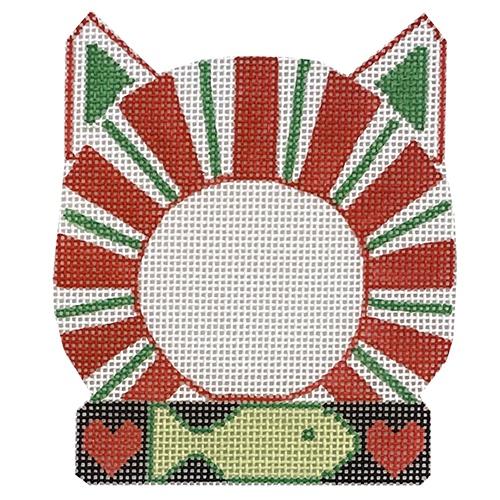 Cat Frame   Christmas Stripes Painted Canvas Danji Designs  - 1