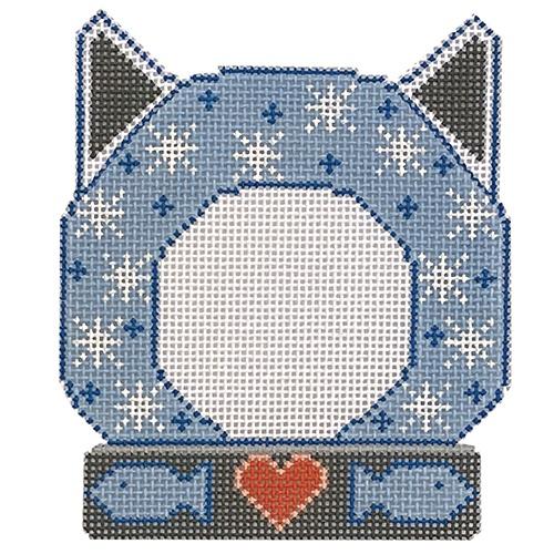 Cat Frame   Snowflakes Painted Canvas Danji Designs  - 1
