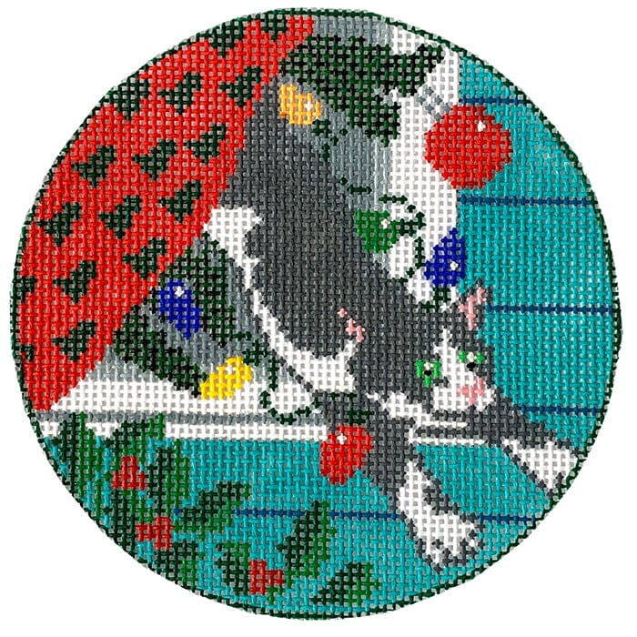 Cat Jumping Through Window Orn Painted Canvas CBK Needlepoint Collections  - 1