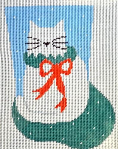 Cat Mini-Sock Painted Canvas Kathy Schenkel Designs 